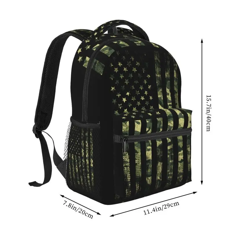 American Flag Camouflage Kids Backpack for Boys Girls Camo USA Flag Patriotic Elementary Backpacks Purse School Bag for Travel