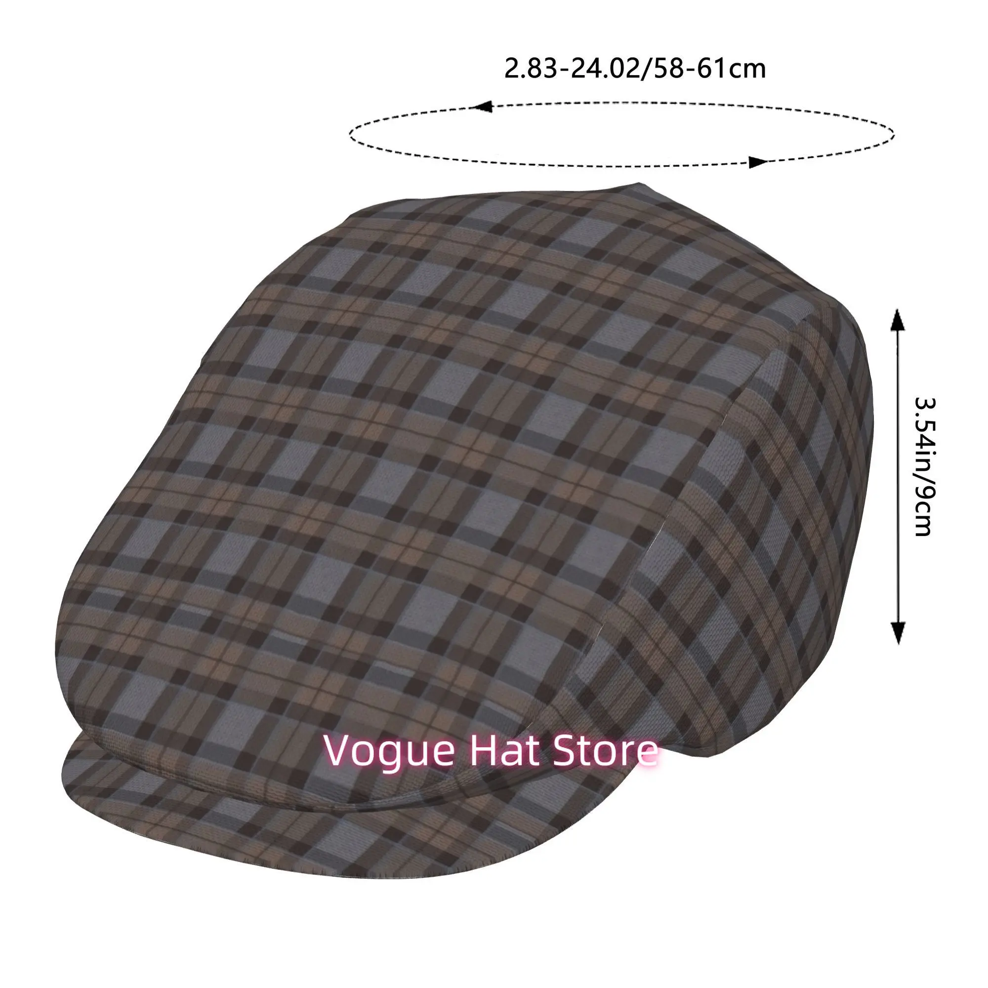 1pc outlander tartan All-over printed beret,  newsboy cap, unisex, a must-have fashion accessory for outdoor leisure activities