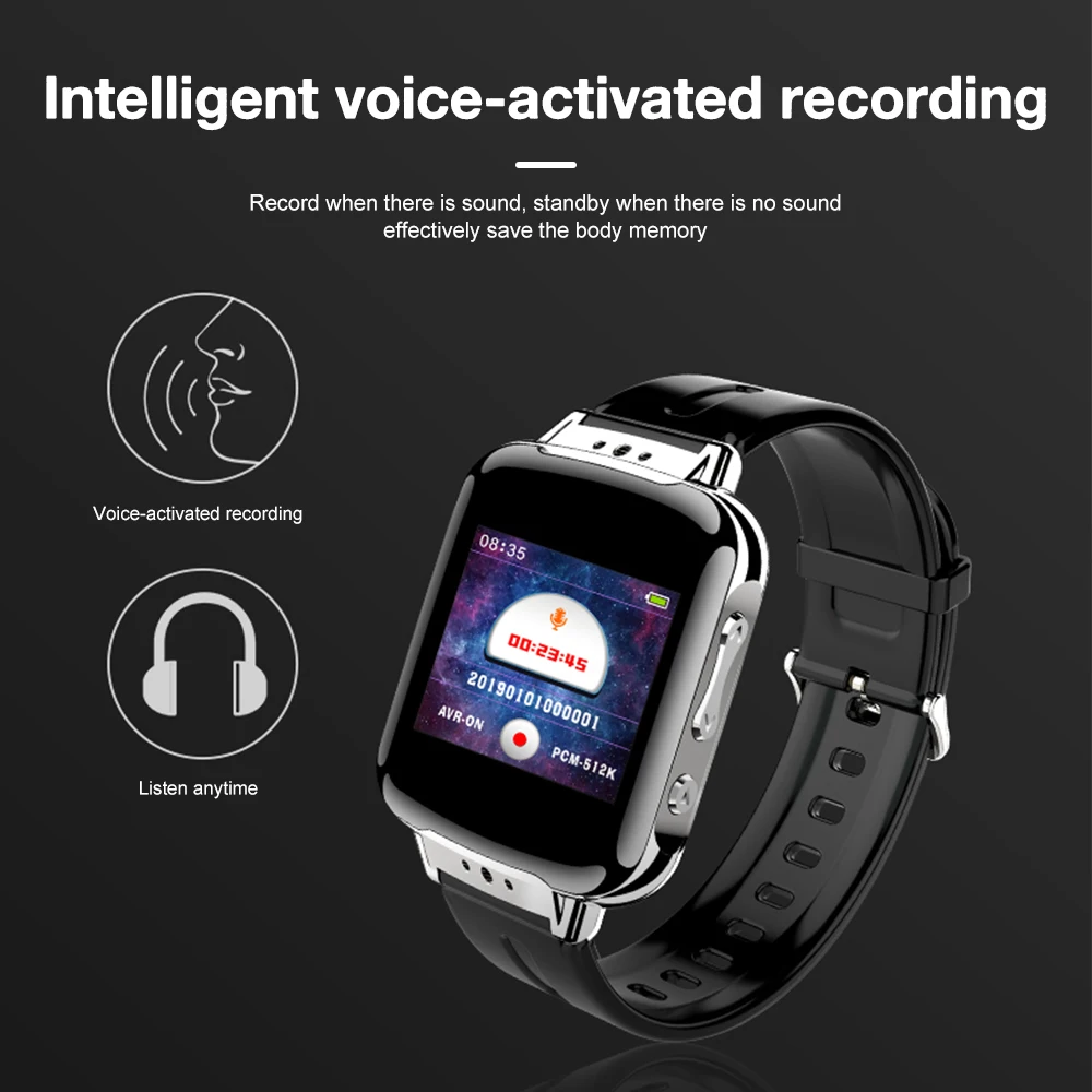 1.8 Inch Recording Smart Watch Voice Watch Recorder Sports Records Digital HiFi MP3 Player S11 Sound Recorder E-Book Reading