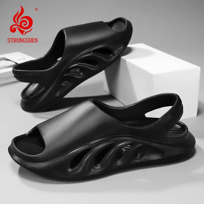 STRONGSHEN Men Summer Sandals Shoes Fashion Slippers Lightweight Non Slip Mens Casual Luxury Sandals Indoor Outdoor Beach Shoes