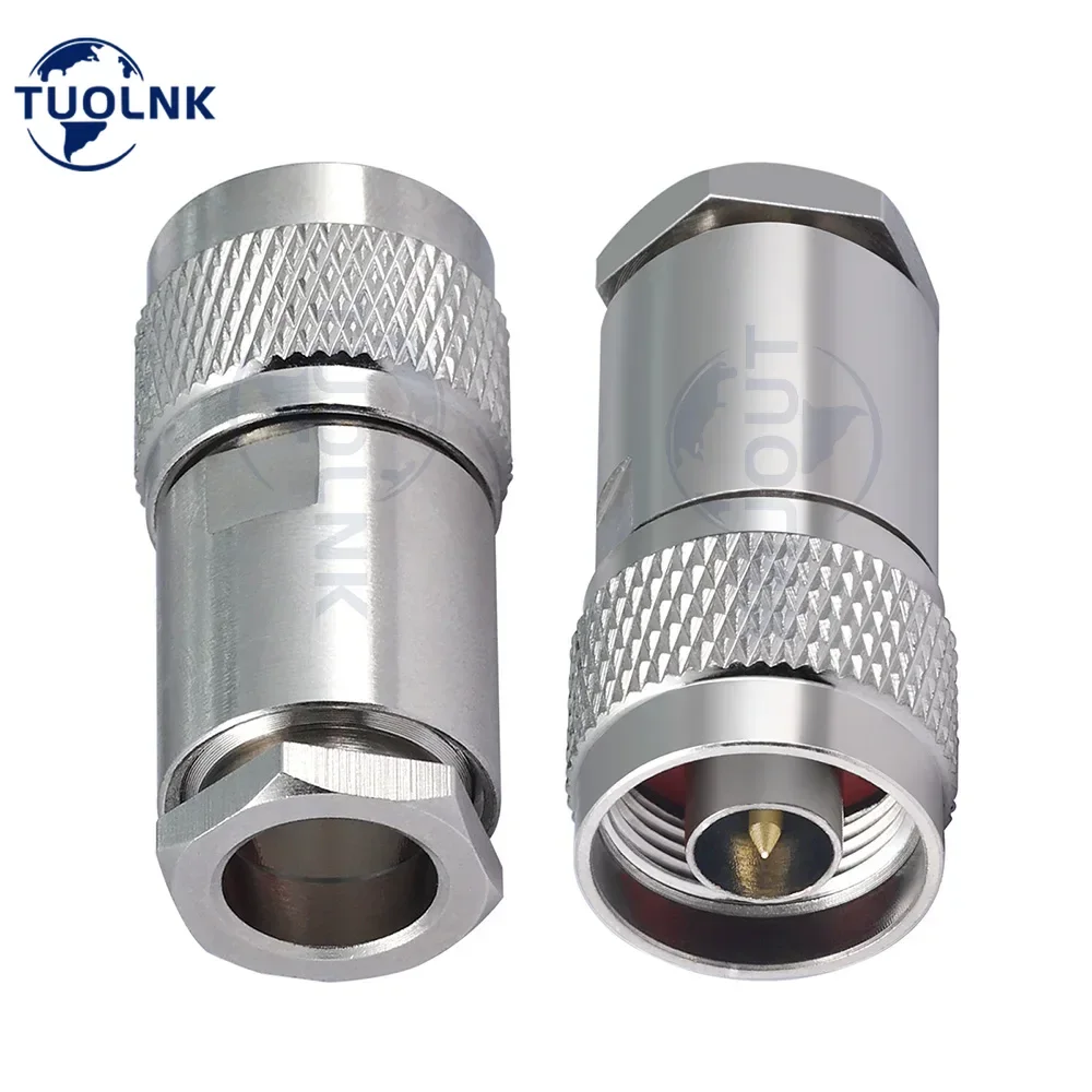 N Male Connector Clamp Plug Coax Connector for LMR400 RG8 Belden 9913 KMR400 RF Coaxial Cable RF Coaxial Brass Straight