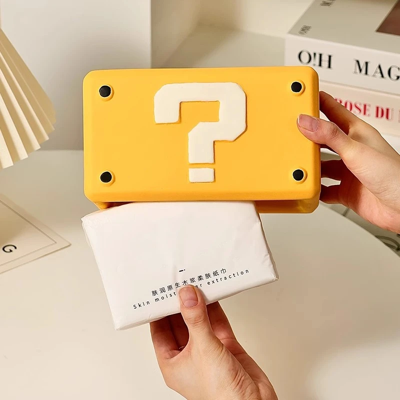 لعبة سوبر ماريو بروس سباك الأنسجة صندوق تأثيري صناديق التخزين علامة الضغط رمز منديل صندوق السيراميك صندوق ورقي زينة الدعامة #3