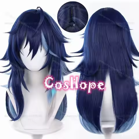 Ororon Cosplay Wig 55cm Medium Long Hair Dark Blue Highlights Wig Cosplay Anime Wigs Heat Resistant Synthetic Wigs