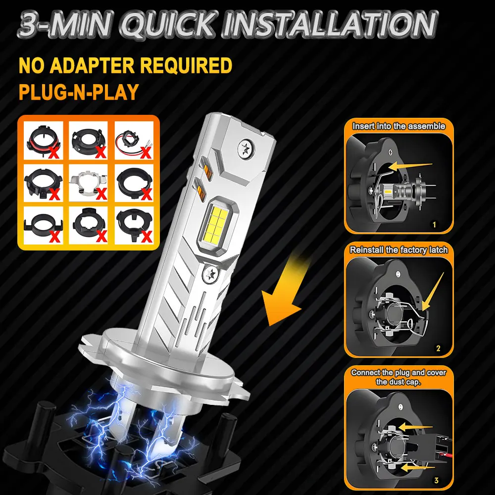 H7 H4 H1 LED 자동차 헤드라이트 전구 1000000LM 미니 무선 자동차 램프 +... - 5