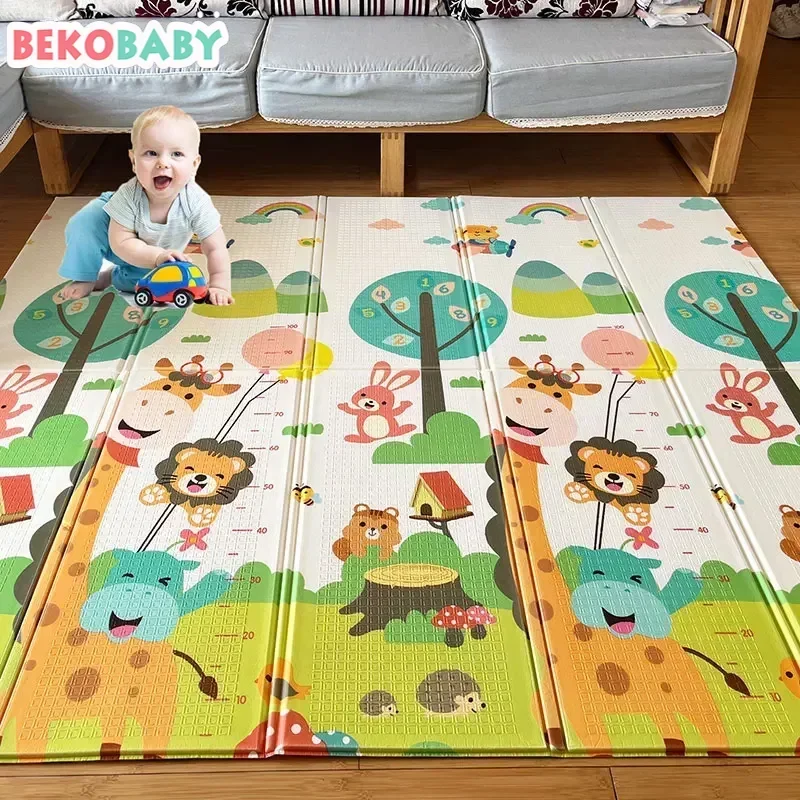 XPE Foldable Baby Play Mat, Large Thick Playmat Reversible Waterproof Portable Kids Playmat, Non Toxic Baby Floor Mat