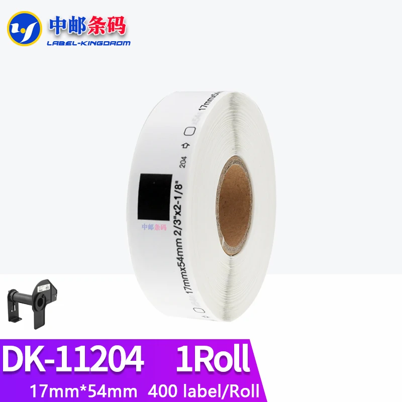 1 Refill Roll Generic DK-11204 Label 17*54mm 400Pcs Compatible for Brother Thermal Printer White Color DK11204 DK-1204