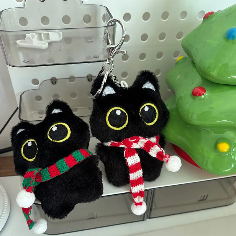 10cm Cute Black Cat Plush Doll Doll Backpack Decorative Pendant Black Cat Plush Doll Keychain Boy Girl Gift