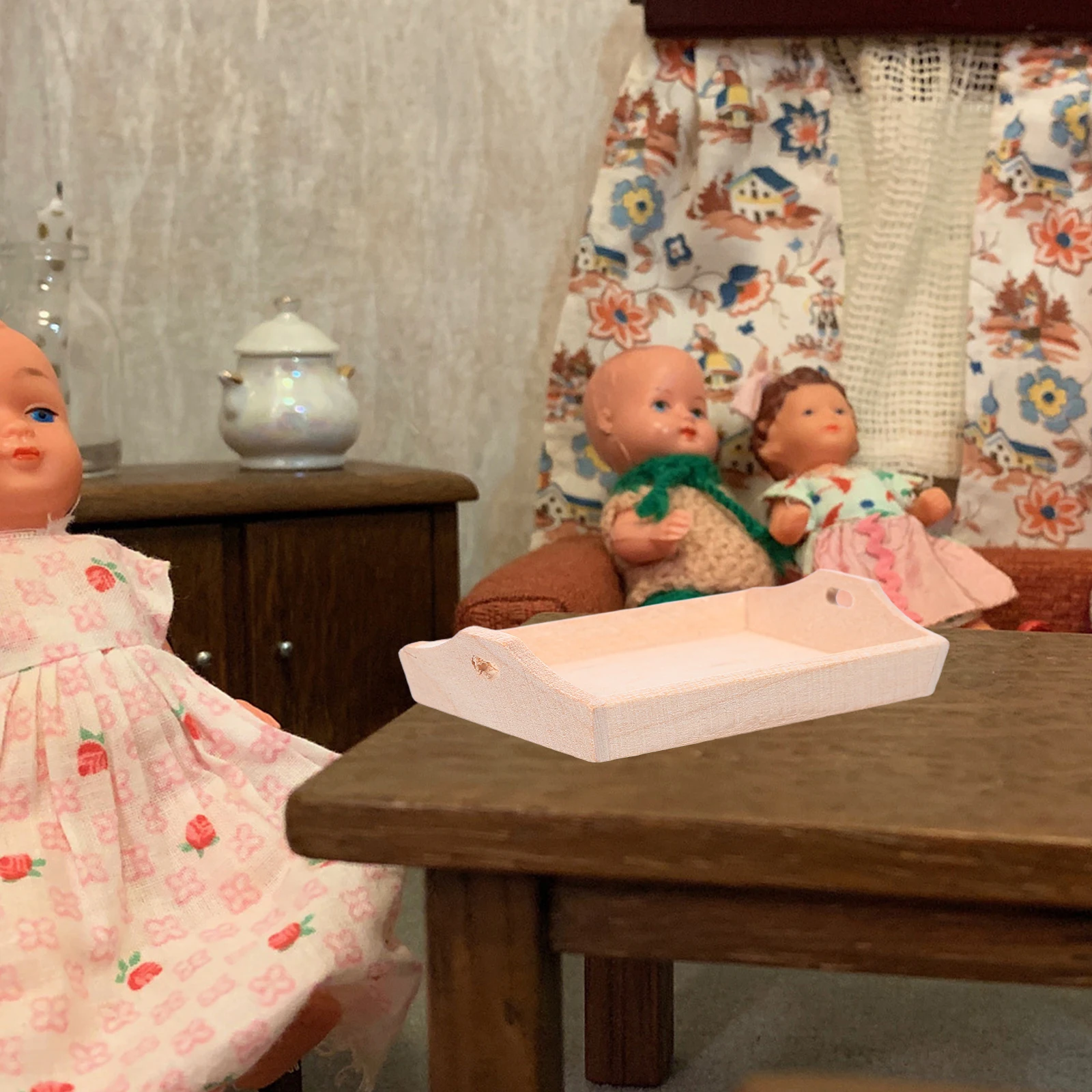 

2pcs Dollhouse Bread Pan Miniature Wooden 1:12 Scale Sturdy Food Accessories Kitchen Display Pretend Dining Serving Tray Tea