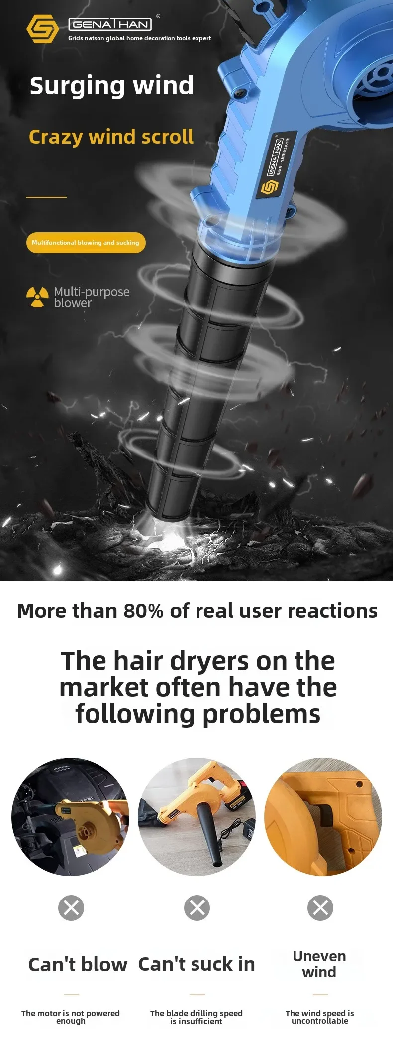 High Power Lithium Battery Blower - Industrial Dust Removal and Household Artifact - Rechargeable Snow Blower