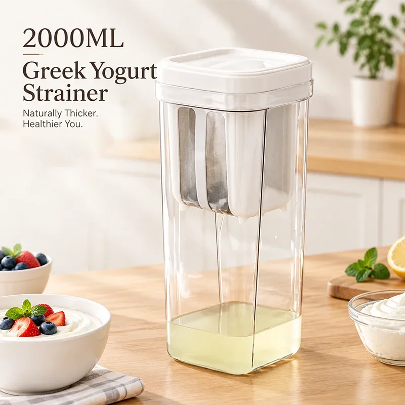 2-in-1 Greek Yogurt Maker Whey Separator Kit Ultra-Fine Mesh Large Capacity Family DIY Kitchen Strainer