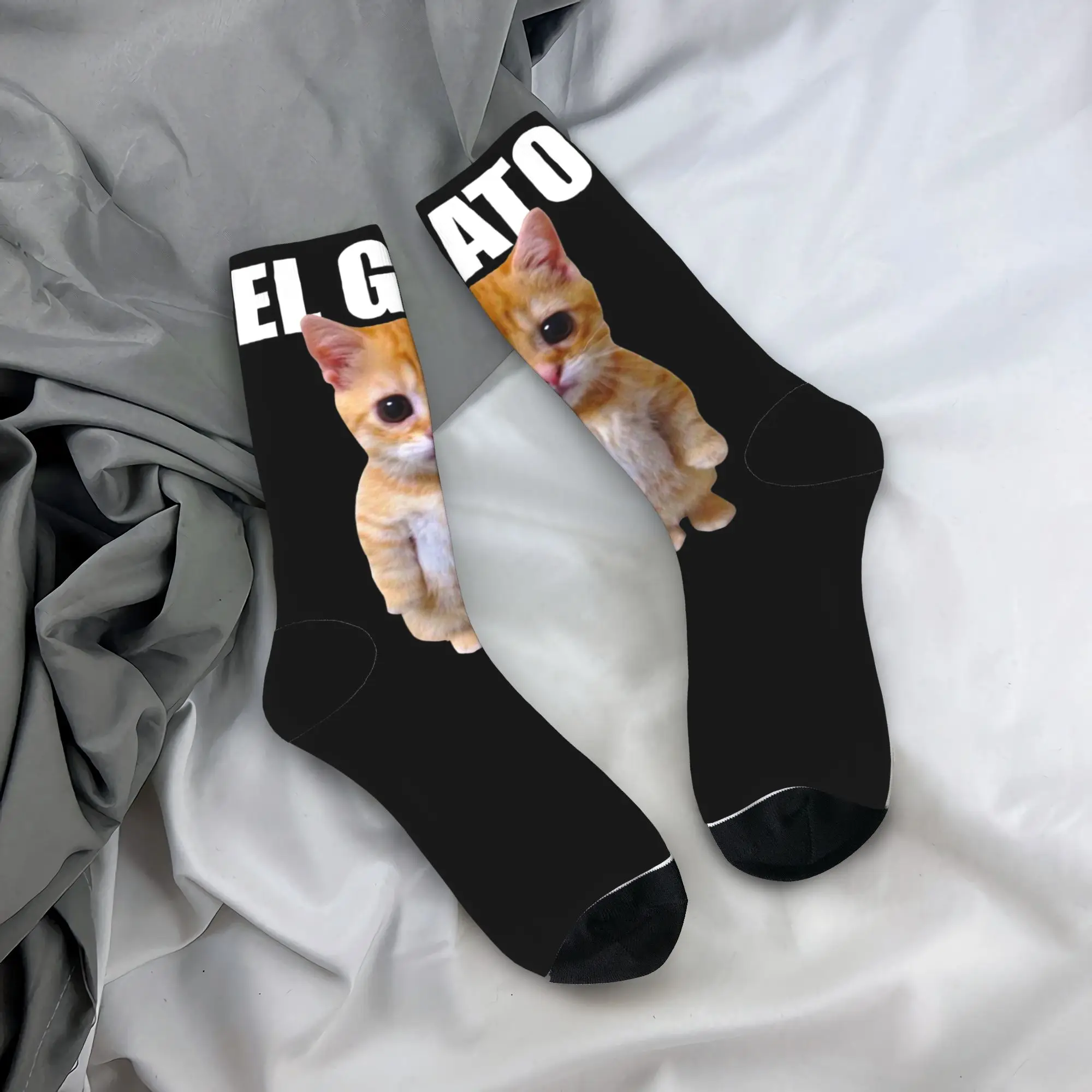 

Носки с мемом «El Gato»: грустный плачущий кот, котёнок манчкин, мем-носки, повседневные носки, качественные носки для пар, уличные нескользящие носки, идея подарка