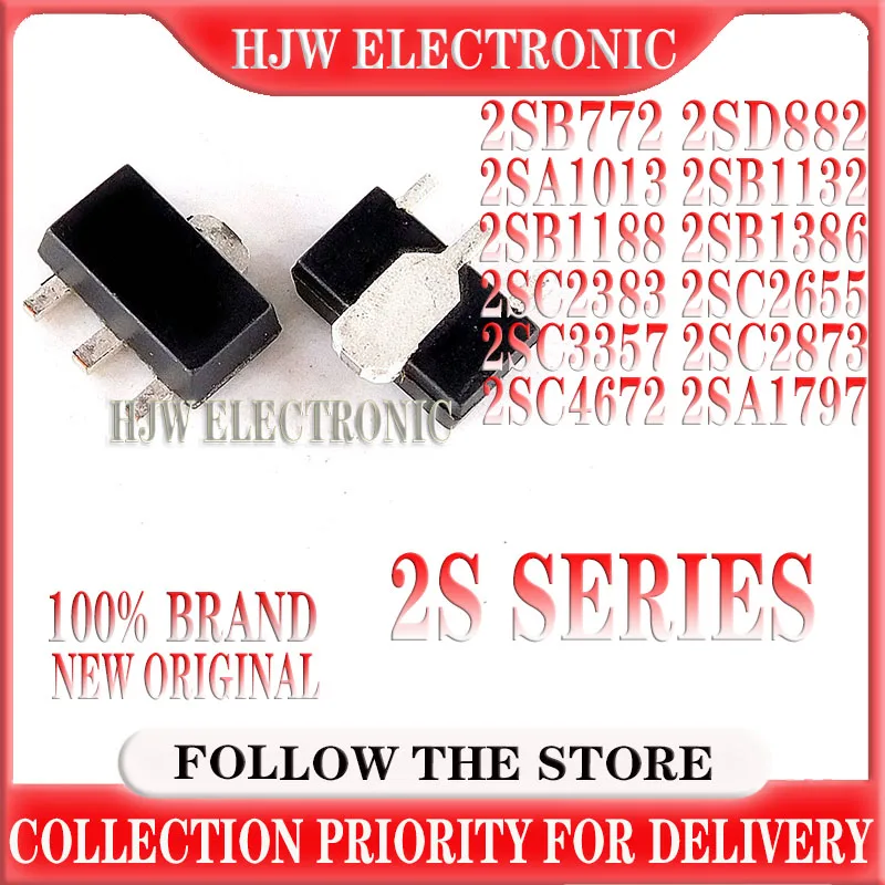 20PCS 2SB772 B772 SOT-89 2SD882 D882 2SA1013 2SB1132 2SB1188 2SB1386 2SC2383 2SC2655 2SC3357 2SC4672 2SC2873 2SA1797 SOT89