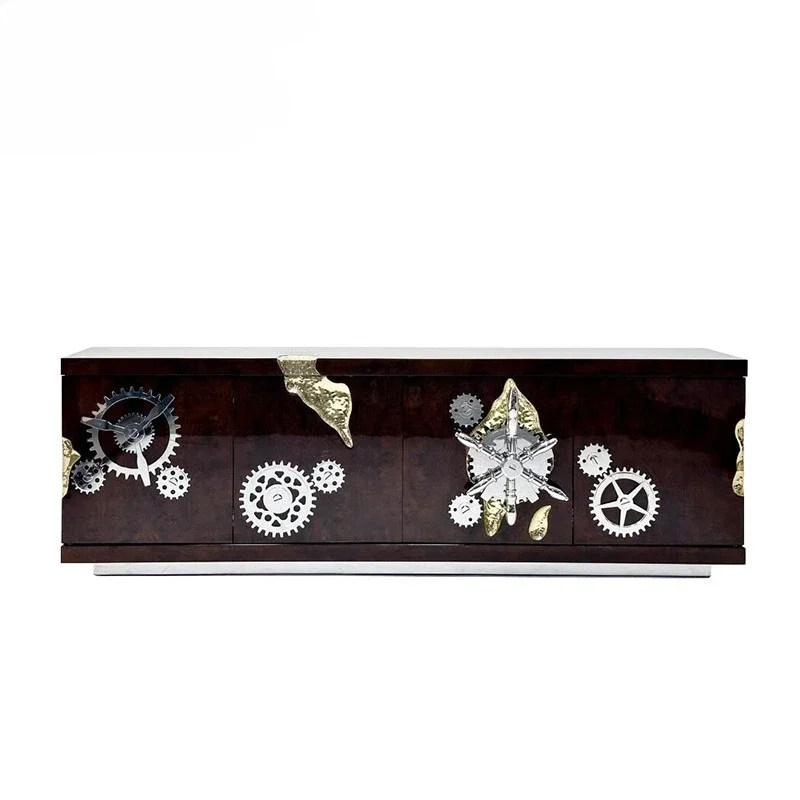 Luxury stainless steel, villa mansion TV cabinet, home designer, premium side cabinet