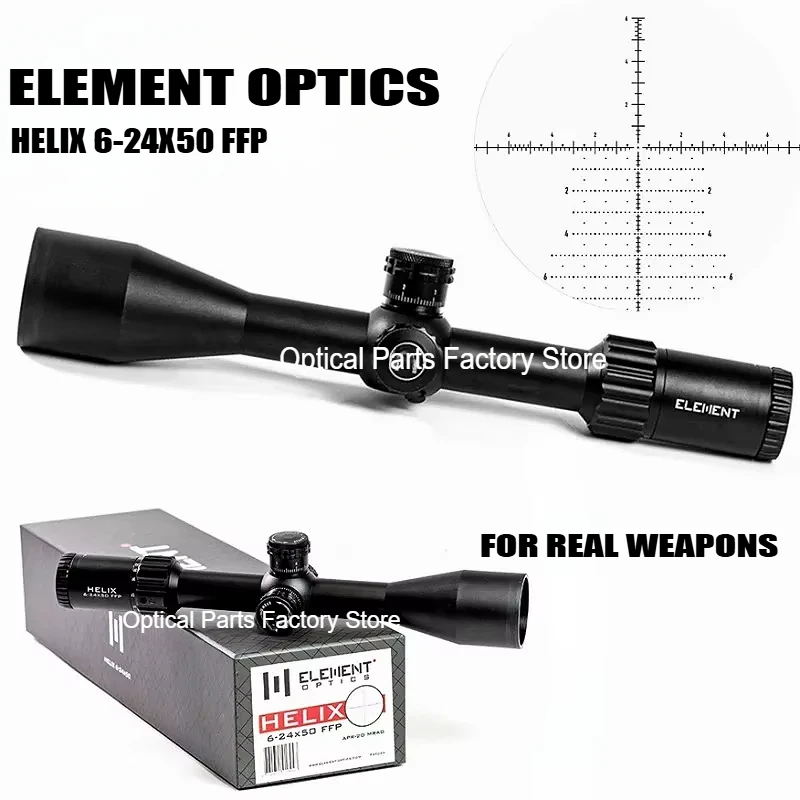 ELEMENT Optics HELIX 6-24X50 FFP First Focal Plane Riflescope w/ Zerostop 30mm Tube APR-2D MRAD Reticle Rifle Scope Sight