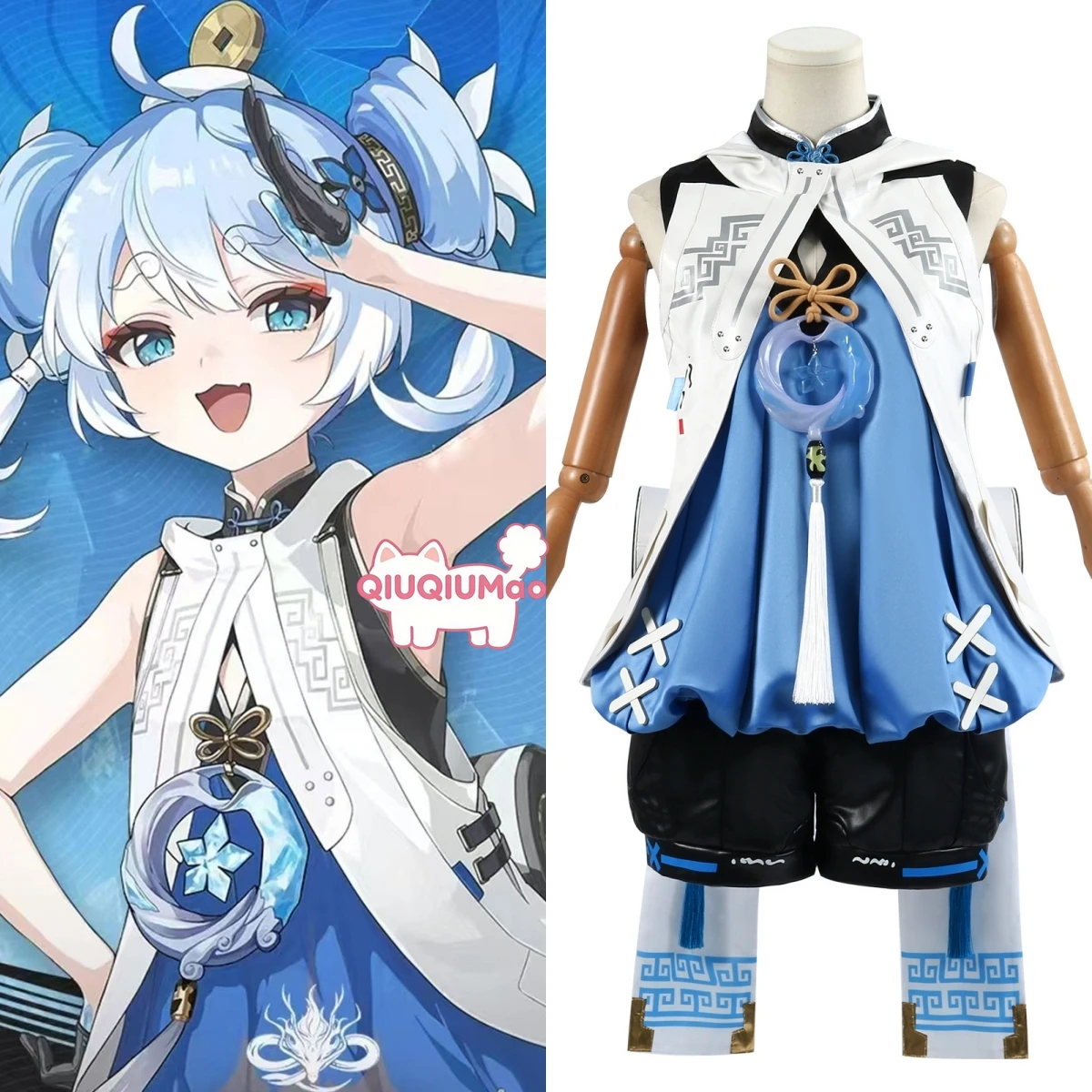 

Popular Game Wuthering Waves Cosplay Costume Anime Youhu Role Playing Cute Blue Dress Uniform Outfit for Women Comic Con Party