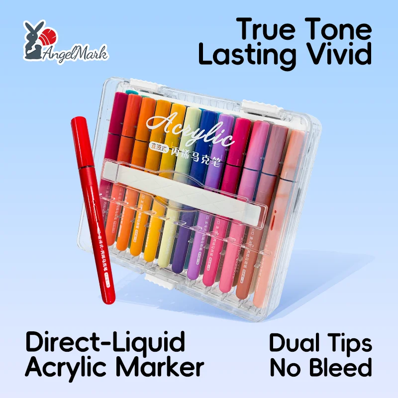 Acrylic Paint Markers Brush Soft Tip Direct Ink Waterproof Flexible Tip Art Pens for Rock Painting Wood Fabric Glass Shoes DIY