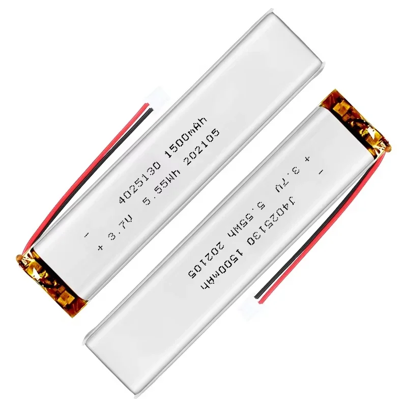 3.7V 1500mAh 4025130 Lithium‑Polymer Lipo Rechargeable Battery Cell, Compatible with Cabinet Light Stair Sensor Lamp LED Light
