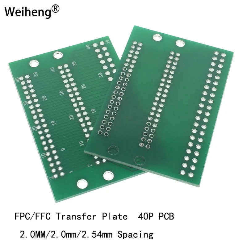 2Pcs 2x20P Conversion Plate 2.0-2.0-2.54MM Interrotating 40P Dual-row In-line Test Board PCB