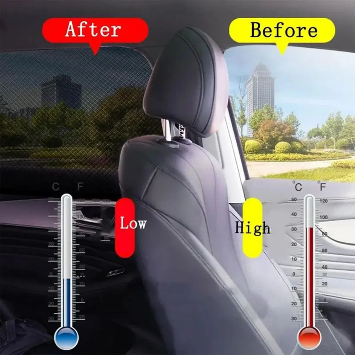 1Pair Car Window Sunshade Mesh Auto Rear Side Window Car Styling Breathable Shade Curtain Sun Visor Cover Automotive Interior image 3