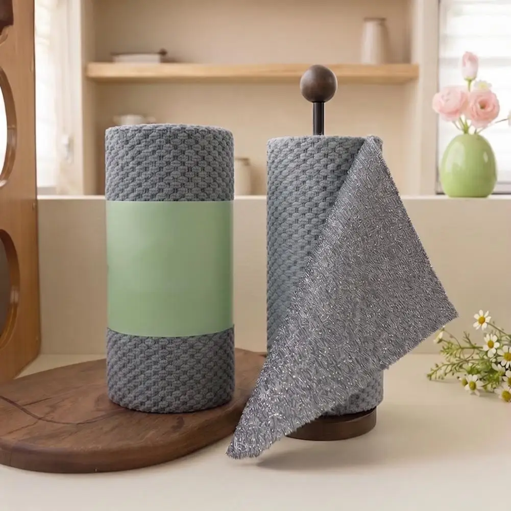 Kitchen Dish Cloth Kitchen Utensil Scrubbers Microfiber Cloth Roll Tearable Double-sided Towels Reusable Grease for Kitchen