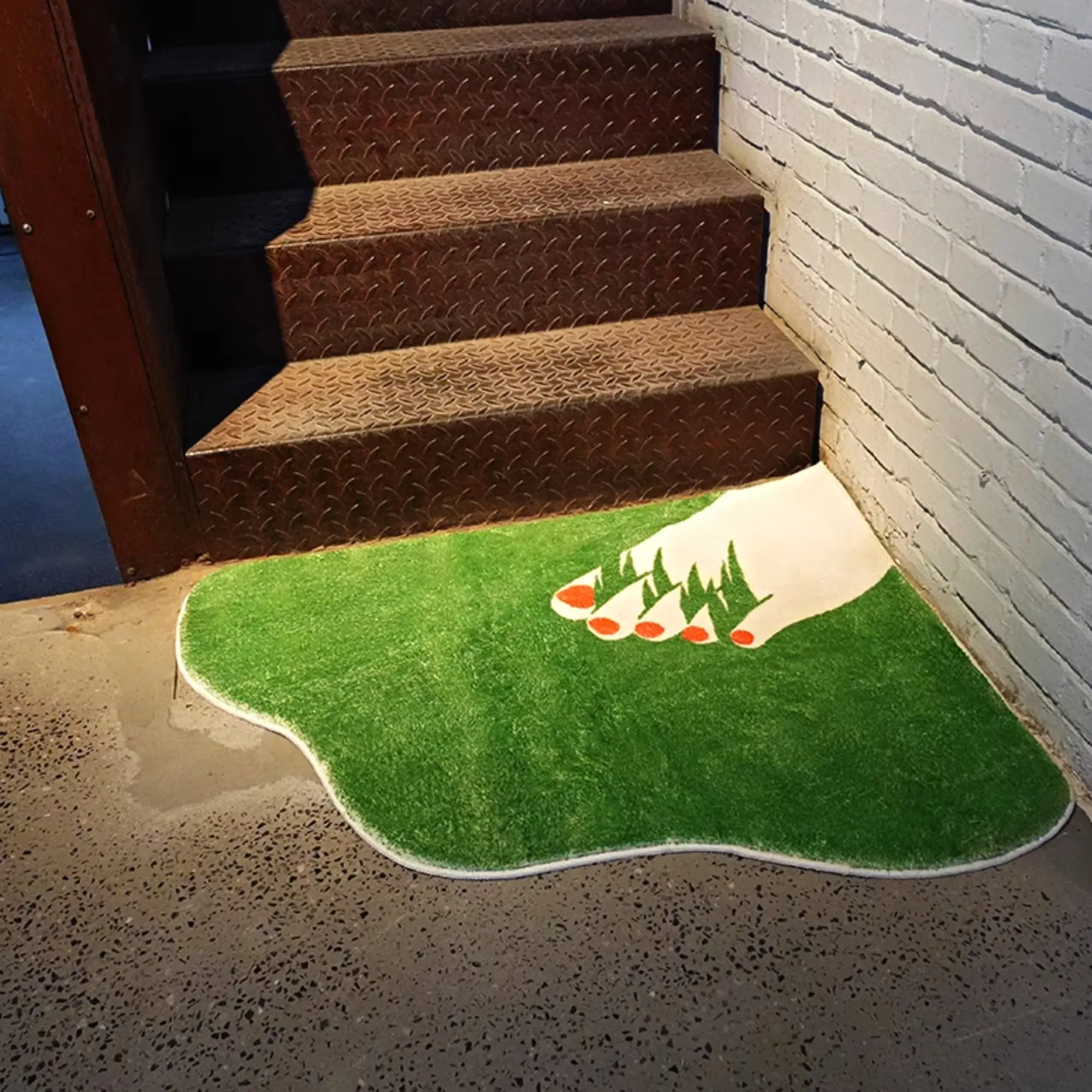 Stair Corner Green Grass Creative Living Room Area Rug Bathroom Mat Cute Doormat Wall Hanging Decor Non-slip Soft flannel Carpet