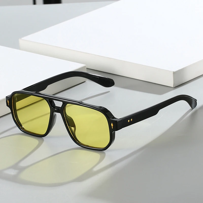 نظارات شمسية مربعة للرجال والنساء ، ظلال متدرجة ، UV400 ، مسامير عتيقة ، رياضات خارجية ، قيادة ، موضة #2