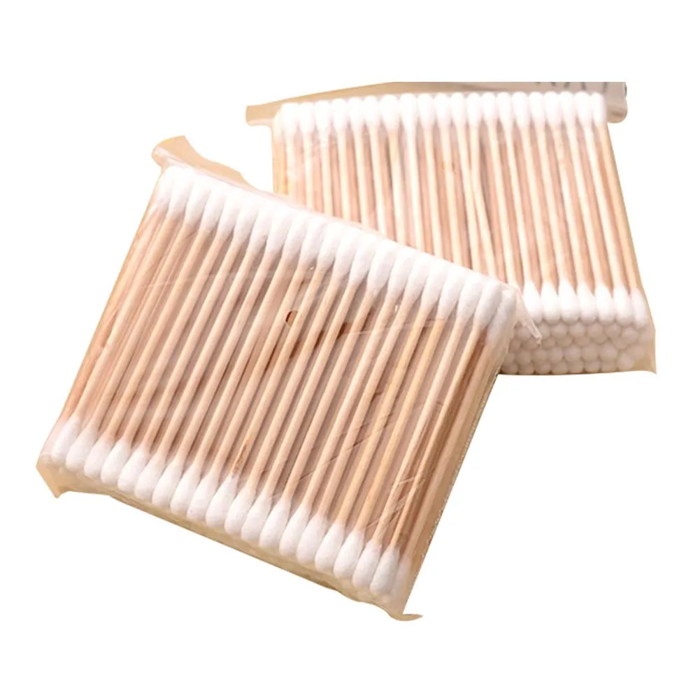 1 sacchetto applicatore di tampone per bastoncino per trucco in cotone a doppia testa in legno tampone Q-tip