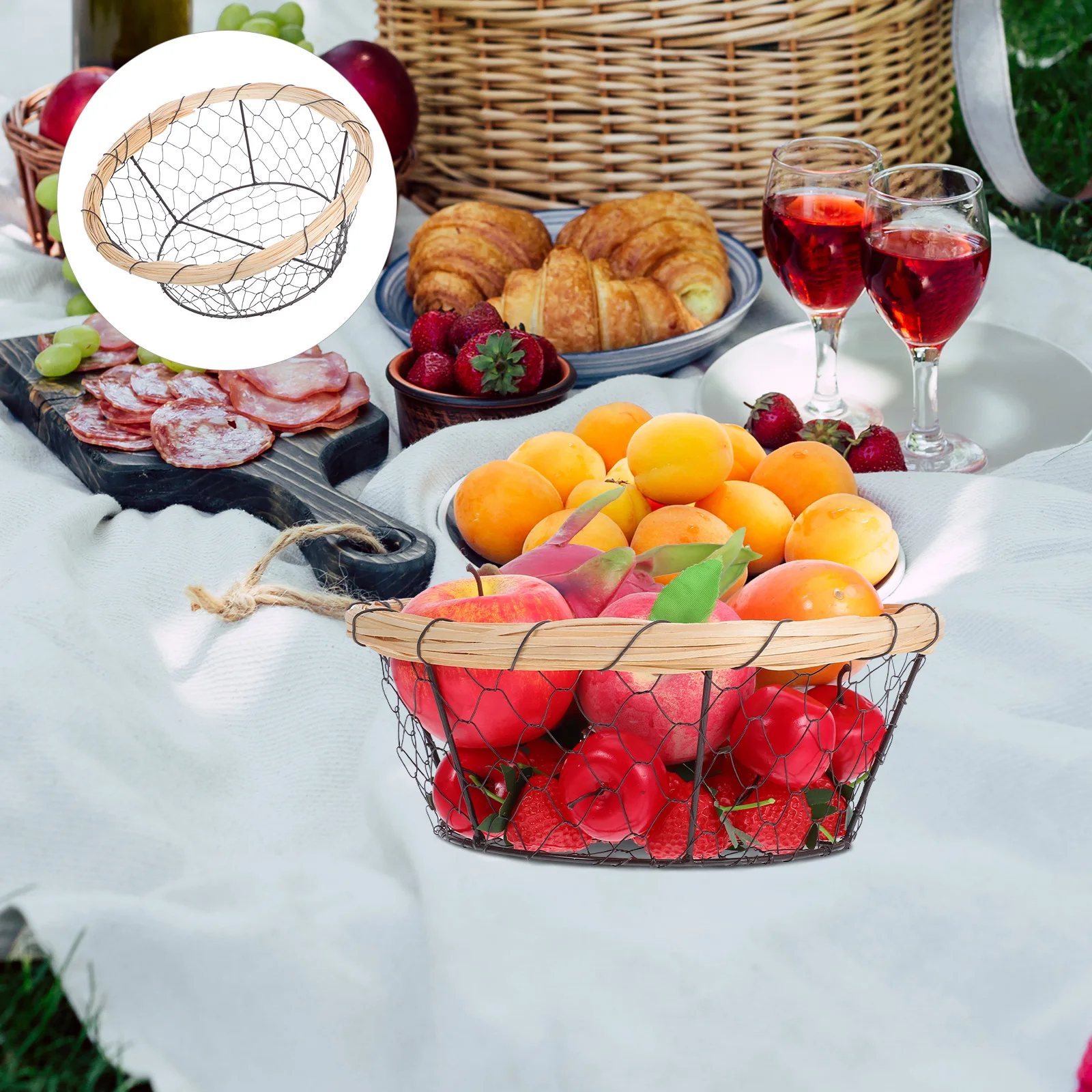 

Iron Wire Basket for Bread Snacks Fruits Eggs Modern Kitchen Storage ganizer Metal Fruit Bowl Countertop Wire Egg Baskets Fresh