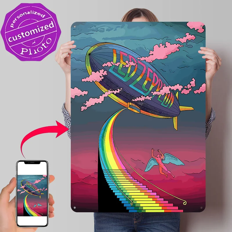 Led Zeppelin Stairway to Heaven Art Poster Retro 3D Printed Metal Signs Customized Wall Hanging Gift for Decor Room Tin Sign