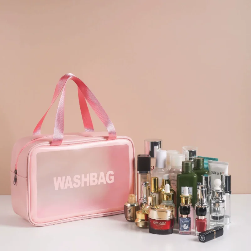 Portable Waterproof Makeup Organizer Bag with Multiple Compartments for Travel, Cosmetic Storage, and Toiletry Organization