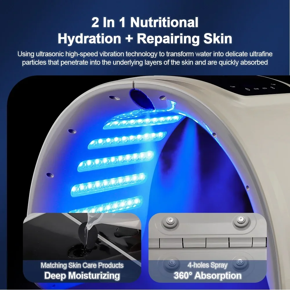 Máquina LED Photon com Nano Spray, Máscara Facial e Corporal, Salon SPA, Rejuvenescimento da Pele, Acne Hidratante, Cuidados de Beleza, 7 Cores