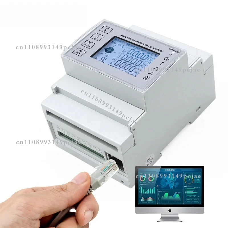 Digital Wattmeter Energy Electricity Electric Consumption Meter Voltmeter Modbus TCP With CT 100A 150A 200A