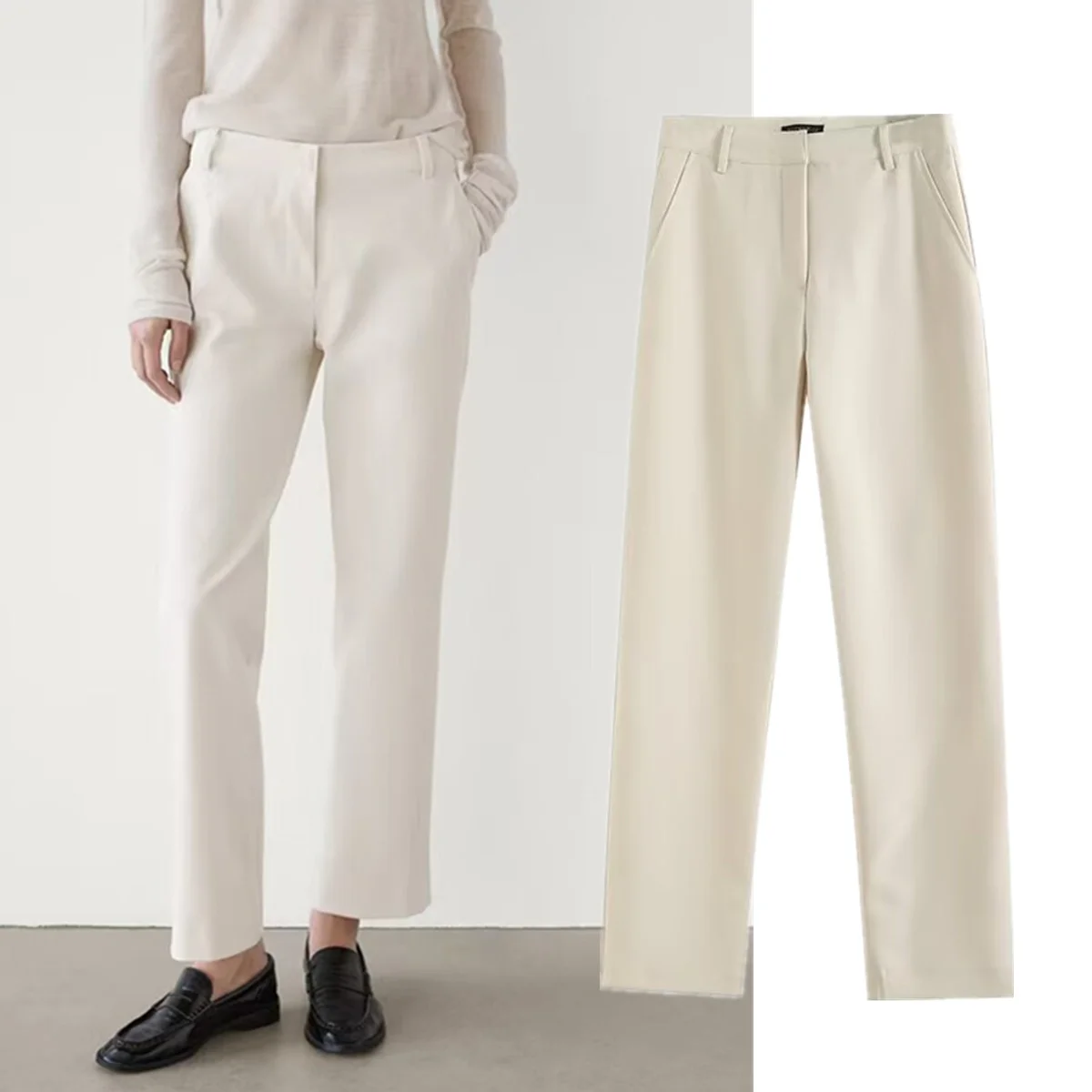 

Jenny & Dave повседневные брюки прямого кроя во французском стиле, минималистичный однотонный базовый стиль, облегающий костюм, брюки, брюки