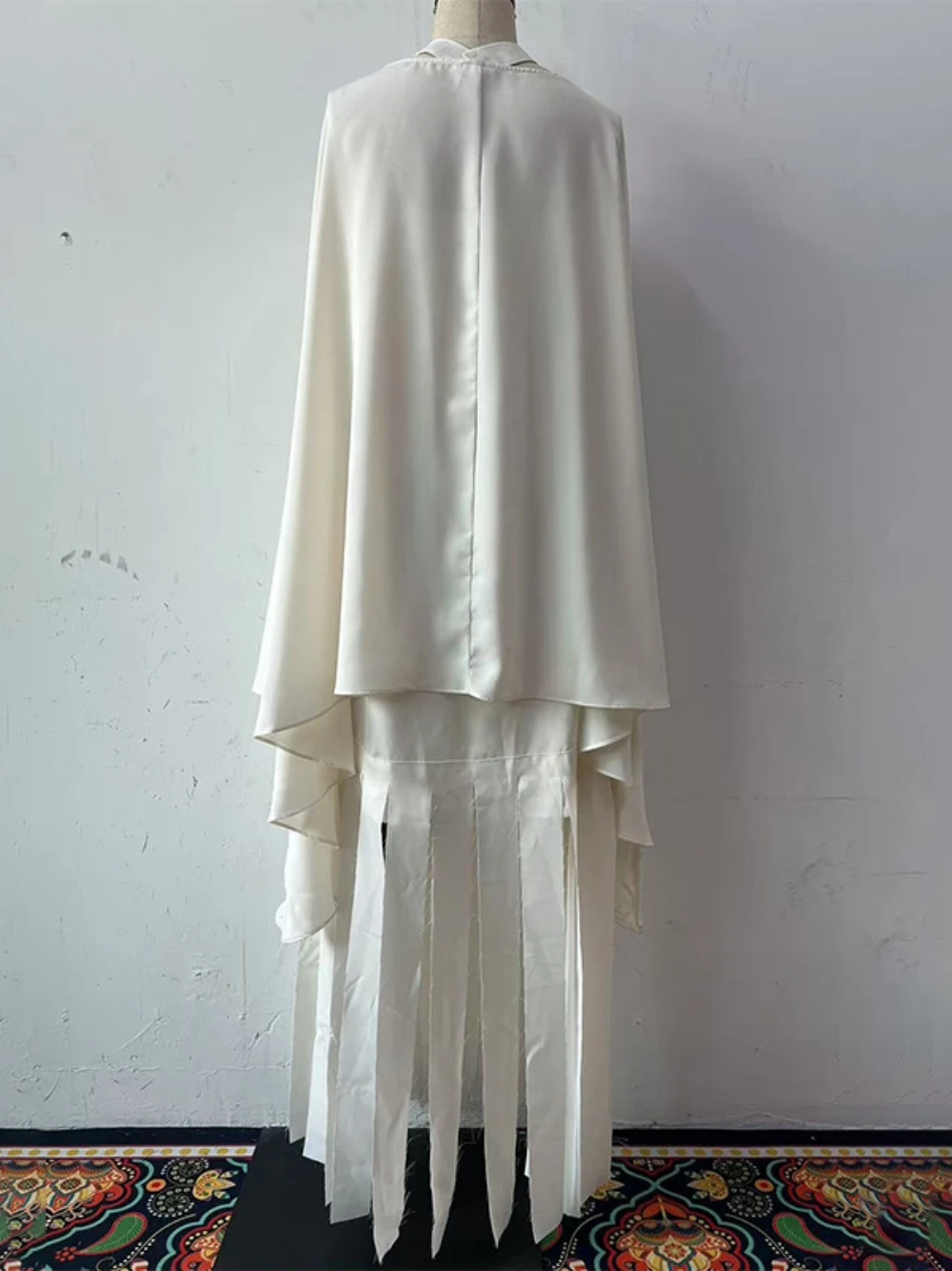 فستان سهرة دبي مقاس كبير باللون الأبيض، فستان حفلات أنيق بأكمام قصيرة، فستان قفطان أنيق بشراشيب للحفلات النسائية #4