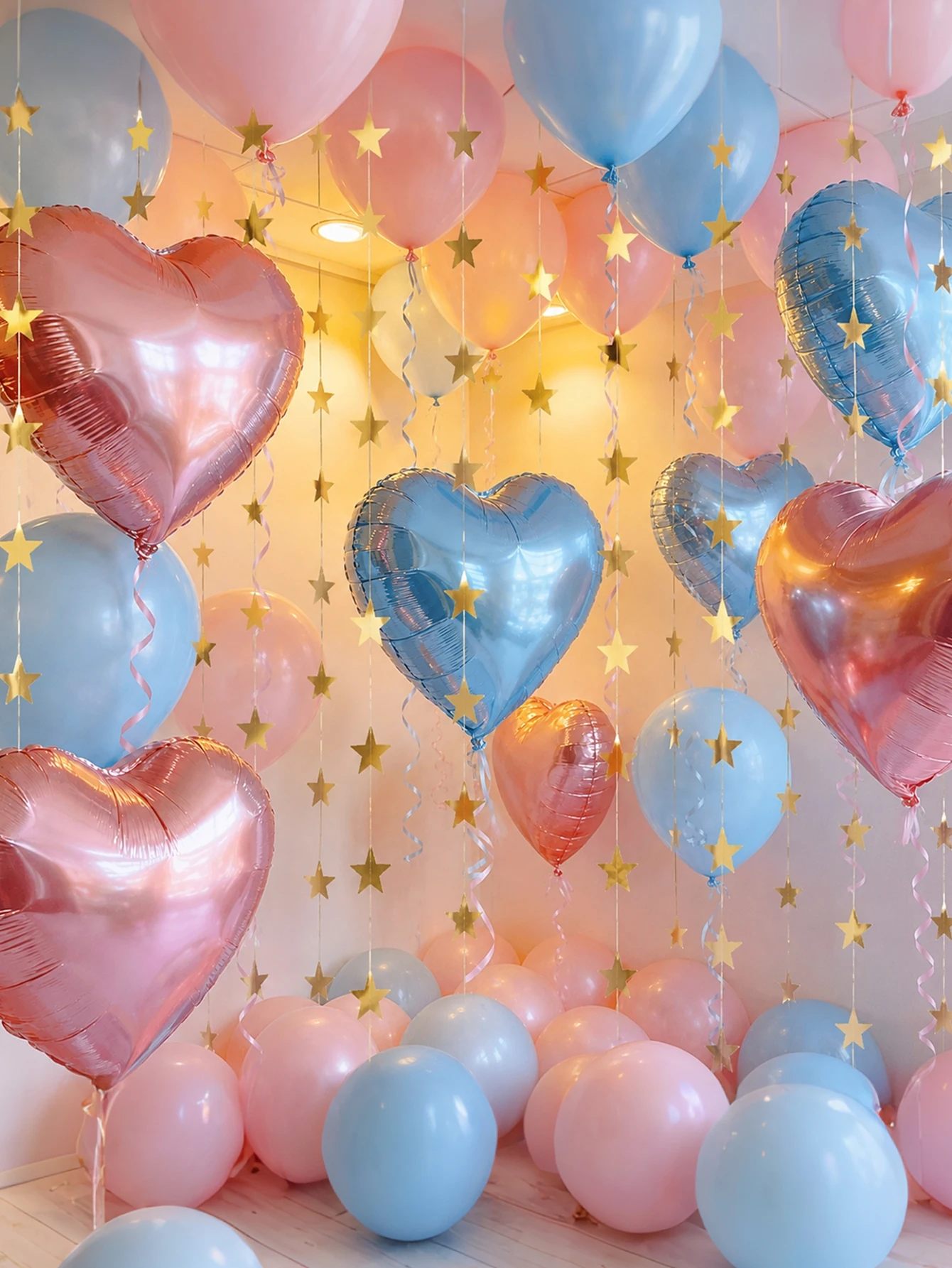 Conjunto de Balões Temáticos em Rosa e Azul com 37 Peças — Perfeito para Aniversários, Revelação de Gênero, Batizados, Aniversários de Casamento e Chás de Bebê