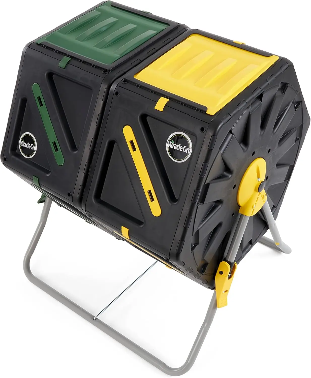 بهلوان سماد مزدوج الغرفة - صندوق خارجي عالي التحمل سهل الدوران مع بابين منزلقين (2 × 18.5 جالون/70 لتر) #4