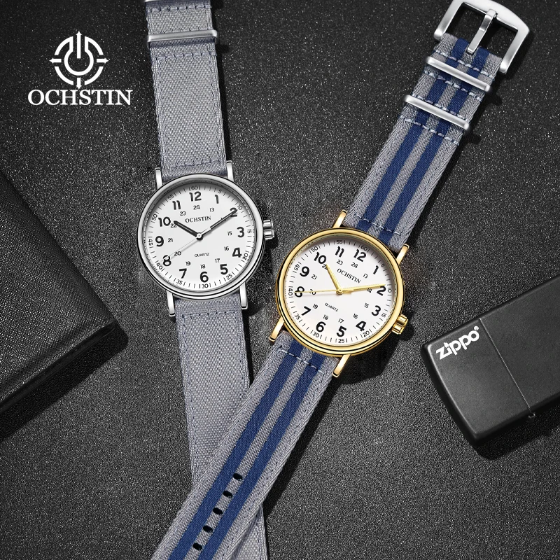 OCHSTIN High Quality Nylon Strap Watches Man Quartz Movement Watch Male Sleek Business Waterproof Wristwatch Gifts For Men