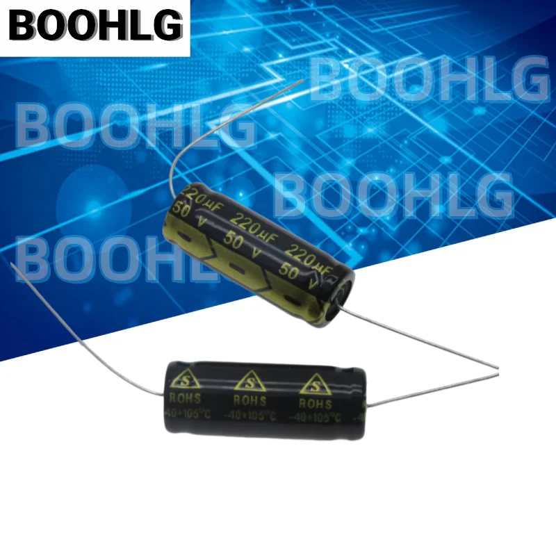 5PCS Non inductive Horizontal Axial Polarized Aluminum Electrolytic Capacitor 50V 220UF 10X25mm