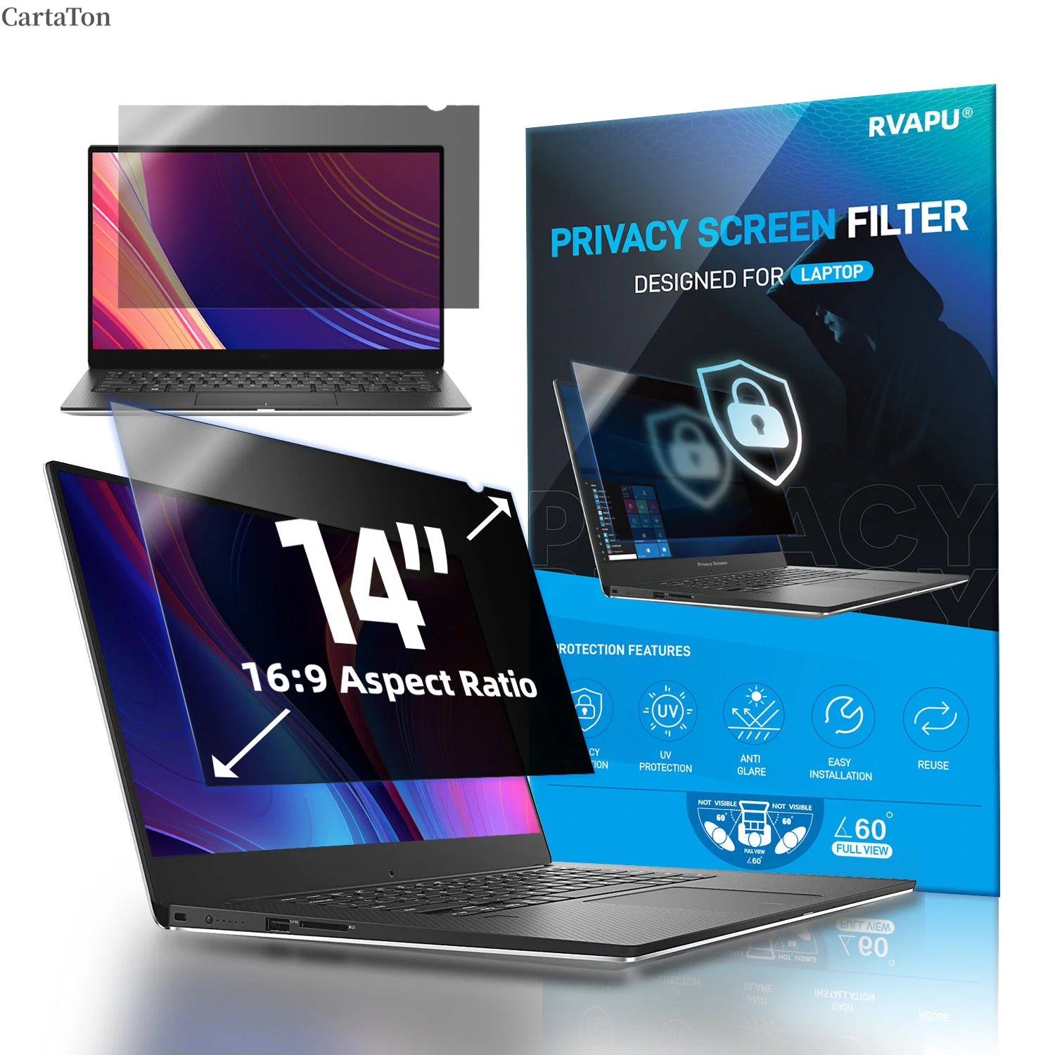 

For Laptop 14 inch Privacy Anti-peep/spy Removable Screen Protector Notebook PC Computer Blue Light Filter Film For 16:9 Ratio