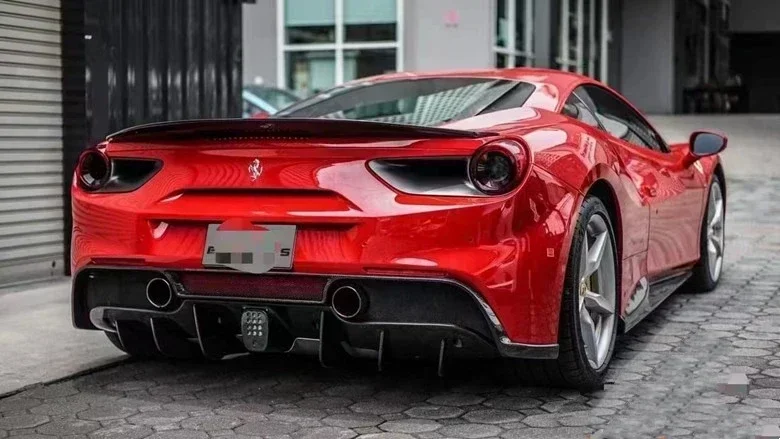 For Ferrari 488 GTB carbon fiber N-type body kit Front edge side skirt Ventilation Rear diffuser Rear luggage compartm
