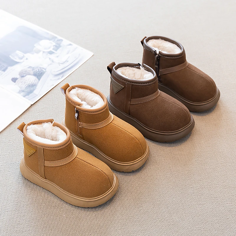 

2025 Winter New Children's Snow Boots Internet Celebrity Fashion Plus Velvet Thick Head Cotton Shoes Fashion Comfortable Boots