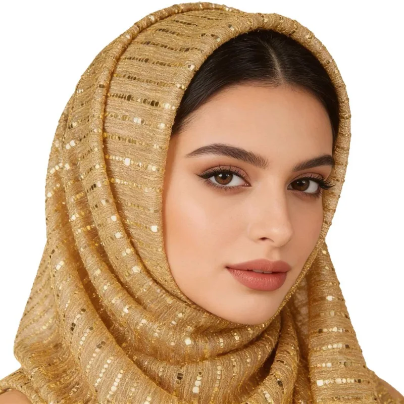 Autumn monochrome pressed crepe scarf fashionable and elegant women's headscarf headscarf and versatile accessories for banquets