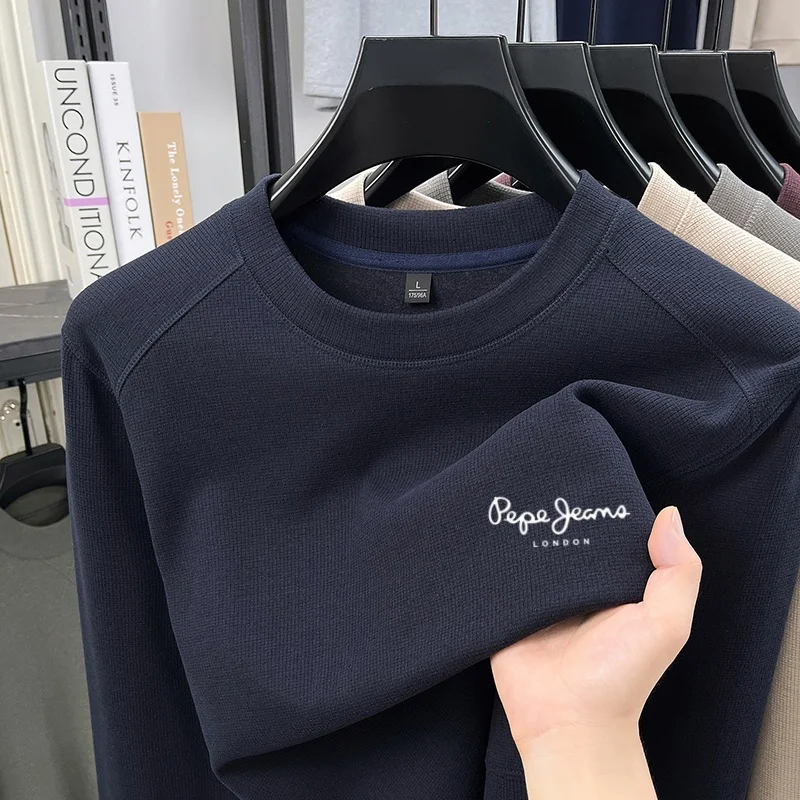 Original designer brand new letter embroidered knitted pullover fashionable men's velvet warm new zipper semi high neck sweater