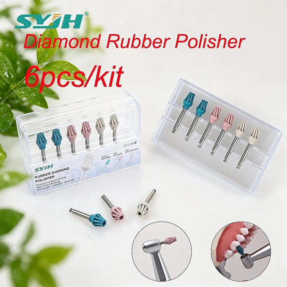 Dentals 6Pcs RA Rubber Diamond Eagle Polisher Spiral Flex Brush Coarse Medium Fine Teeth Whitening Polishing