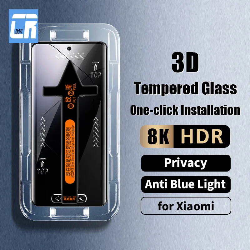 

3D установка одним нажатием закаленное стекло для Xiaomi 14 13 Lite 12 12S ультра защита экрана конфиденциальности для Redmi Note 13 Pro Plus