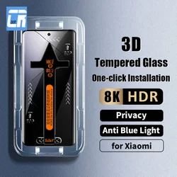 3D One-click Installation Tempered Glass For Xiaomi 14 13 Lite 12 12S Ultra Privacy Screen Protector For Redmi Note 13 Pro Plus
