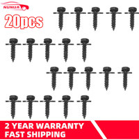 20Pcs/Set Self Tapping Tapper Screw And Washer 4.8 x 19 mm Black 8mm Hex Head Self Tapping Tapper Screws For BMW Repair Screws
