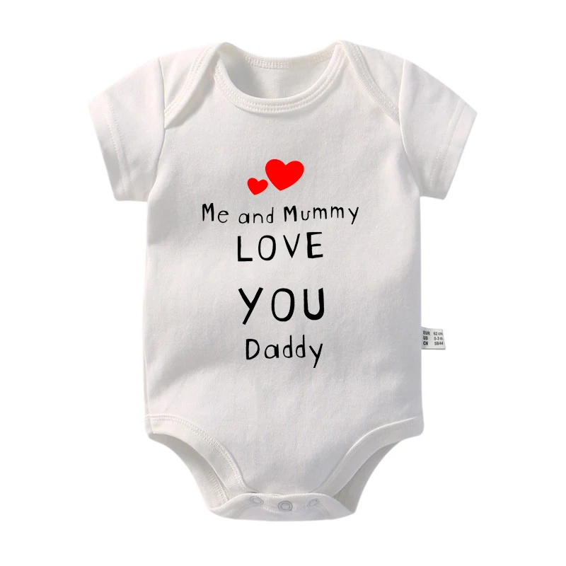 Me and Mummy Love You Daddy Baby Boys Girls Jumpsuit Newborn Baby Infant Clothes Short Sleeve Bodysuit Father's Day Gifts