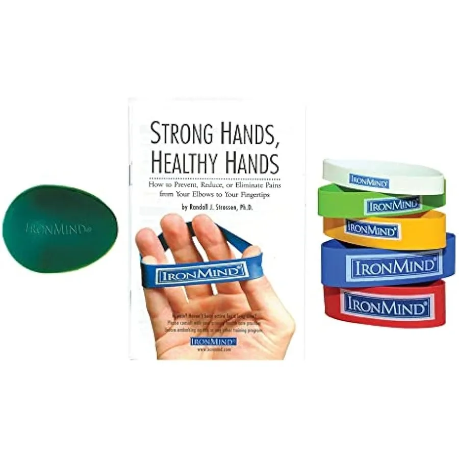 

IronMind Strong and Healthy Hands Kit: Egg and Bands - Rehab Prehab for Carpal Tunnel Tennis Elbow RSI Arthritis