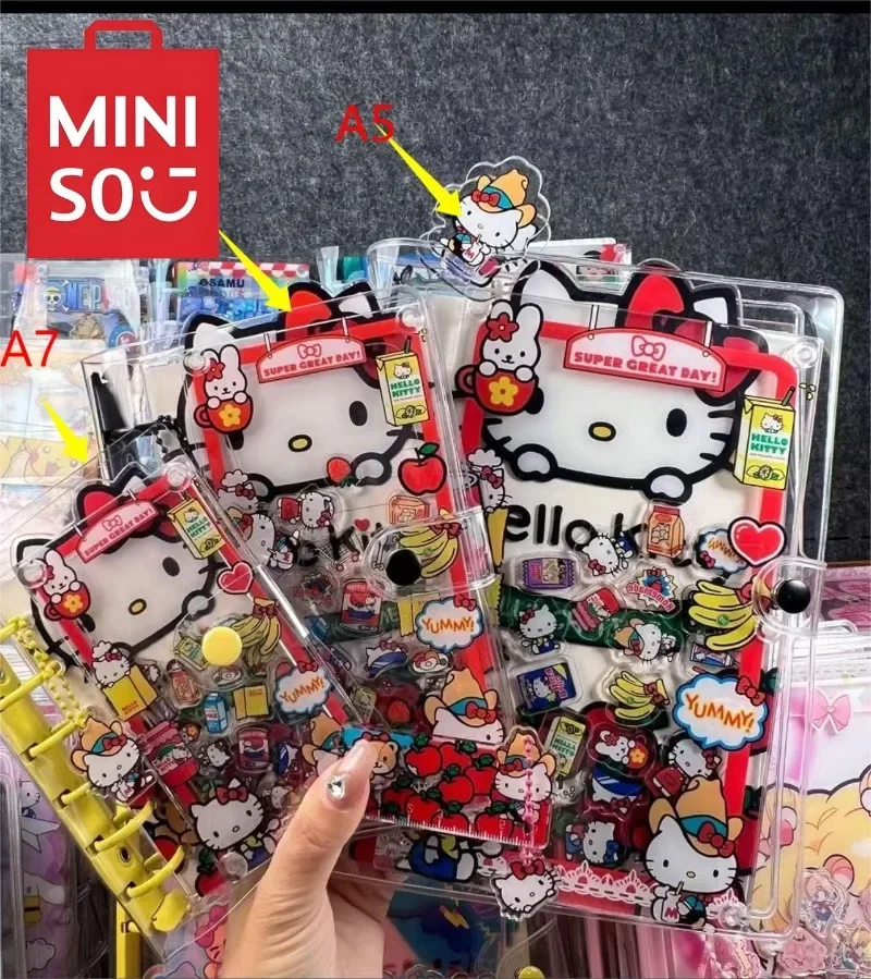 

DIY Cartoon Animation A5 A6 A7 Hello Kitty Kuromi Acrylic Moving Loose Leaf Fun Rocker Notebook Notebook Diary Gift for Children